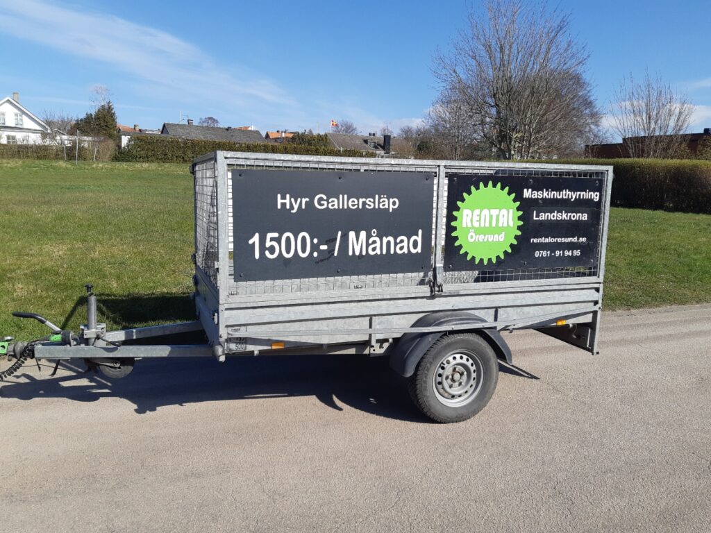 Rental Öresund släpvagnsuthyrning i Landskrona hyr ut Gallersläp till kunder från Limhamn i Malmö. Vi erbjuder långtidshyra, veckohyra och månadshyra.