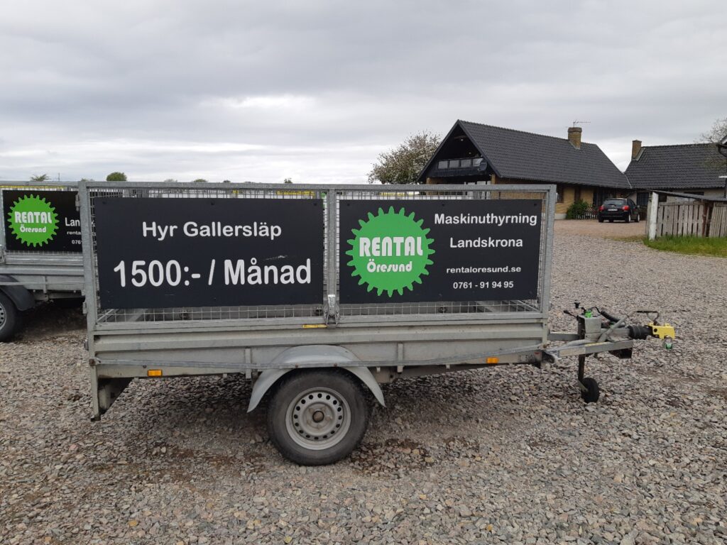 Rental Öresund Släpvagnsuthyrning hyr ut Gallersläp till kunder från Dalby och Lund. Vi erbjuder Långtidsuthyrning, Veckohyra och Månadshyra.